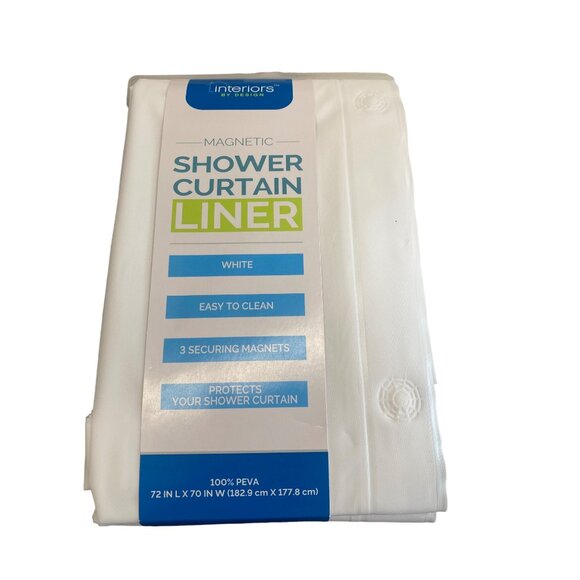 Interiors By Design Magnetic Shower Curtain Liner White 72" L X 70" W PEVA Easy - Picture 1 of 3